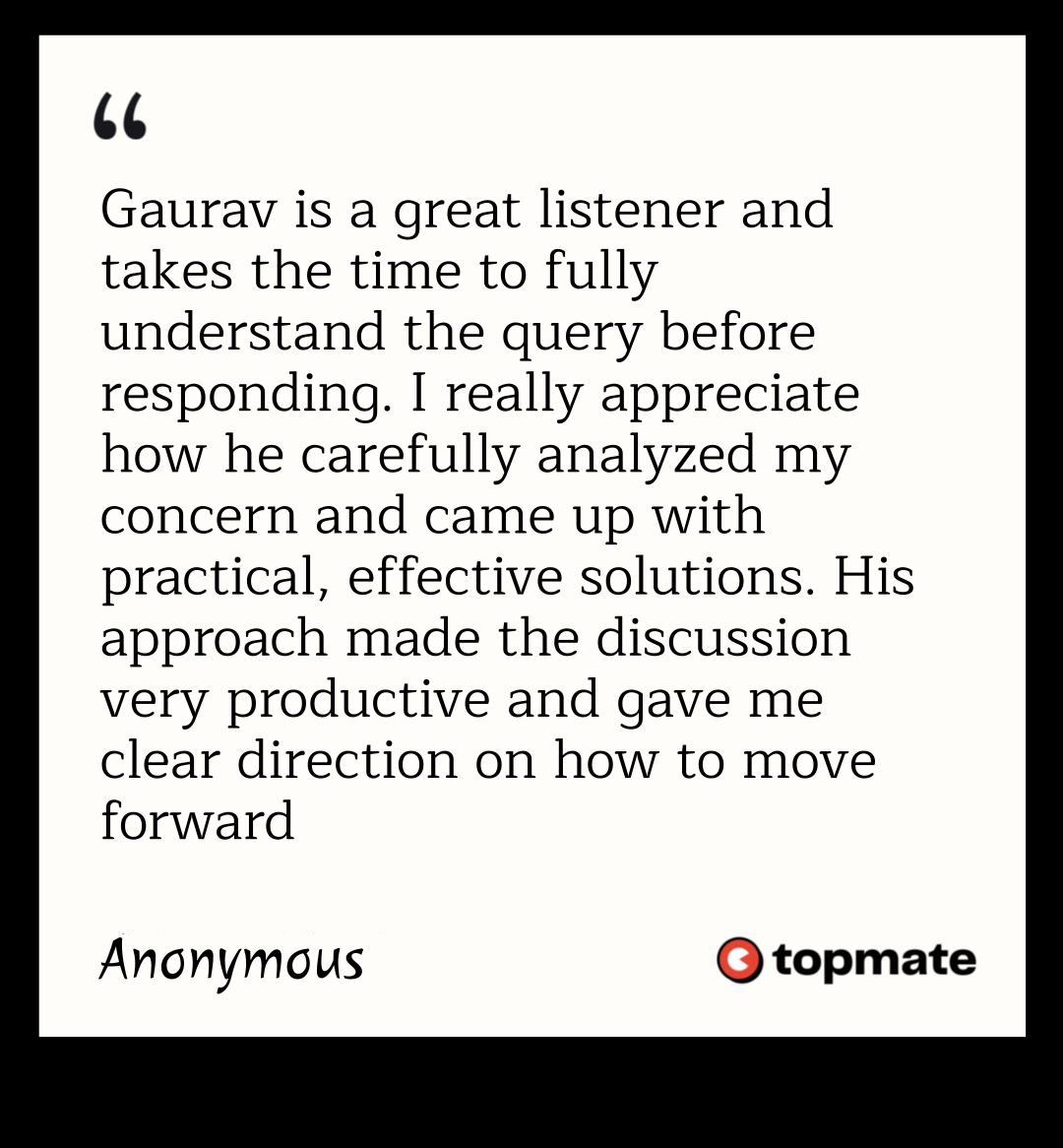 Anonymous's Testimonial