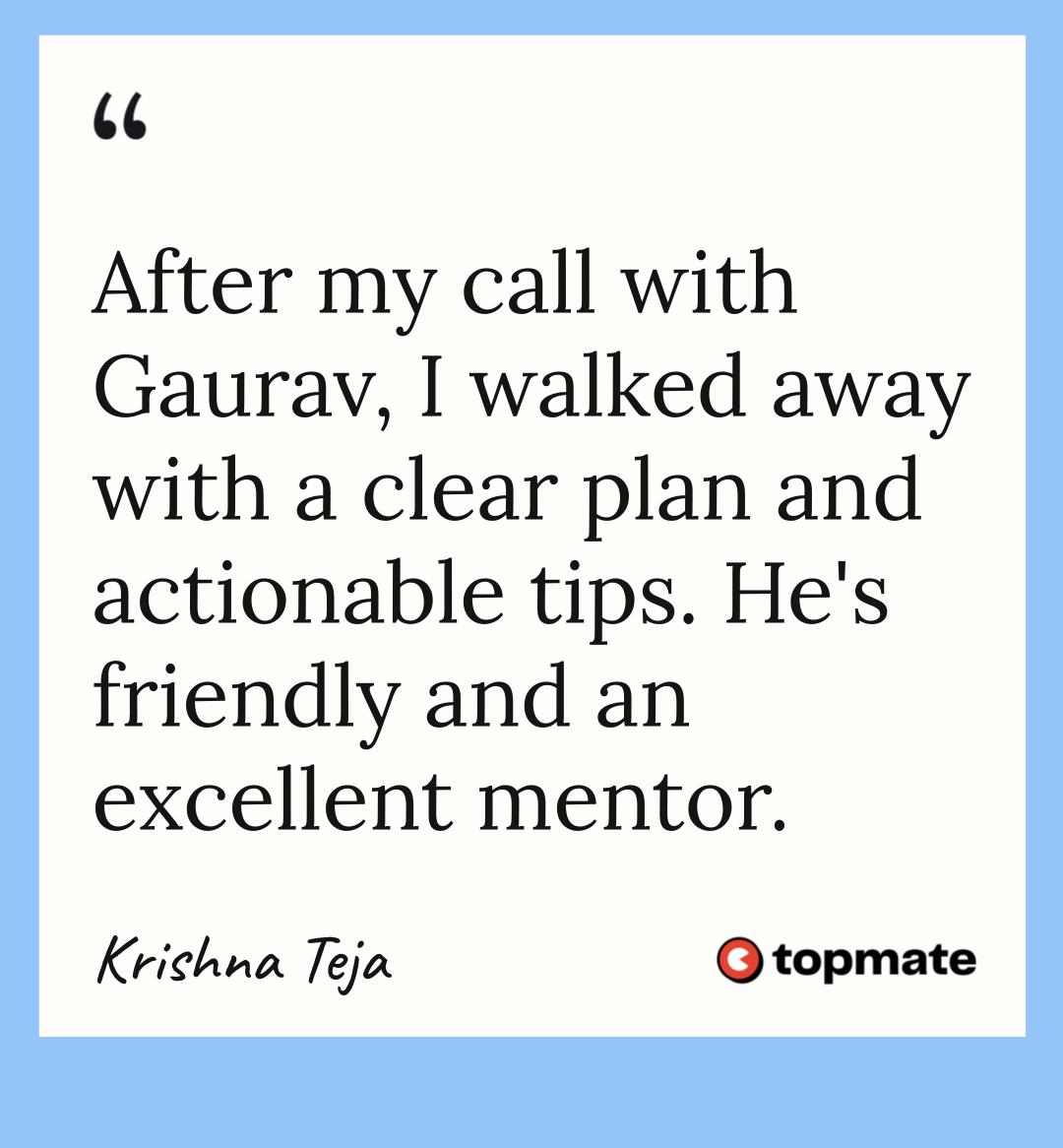 Krishna Teja's Testimonial