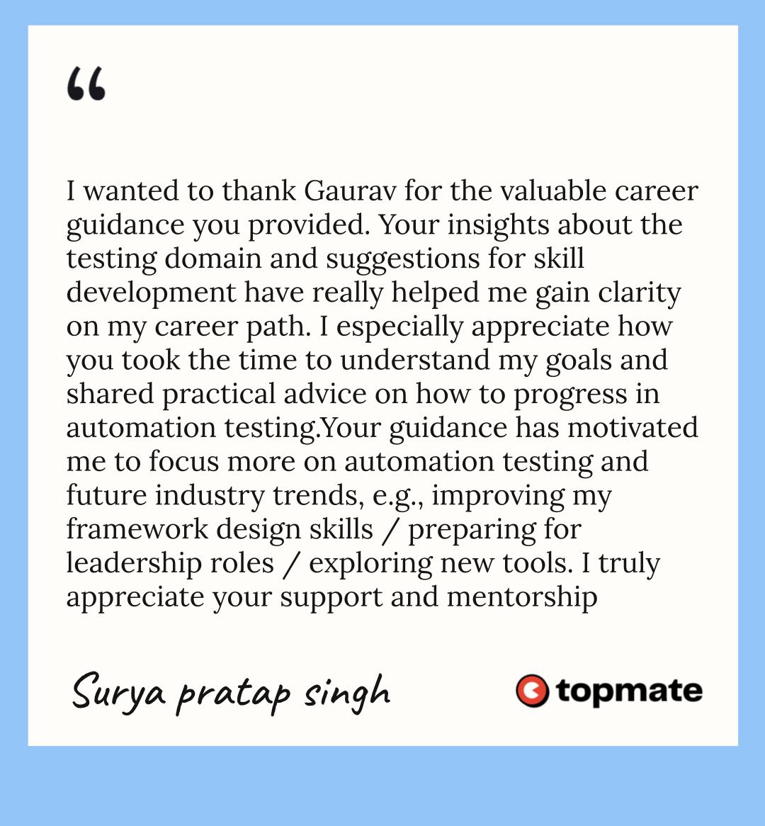 Surya Pratap's Testimonial