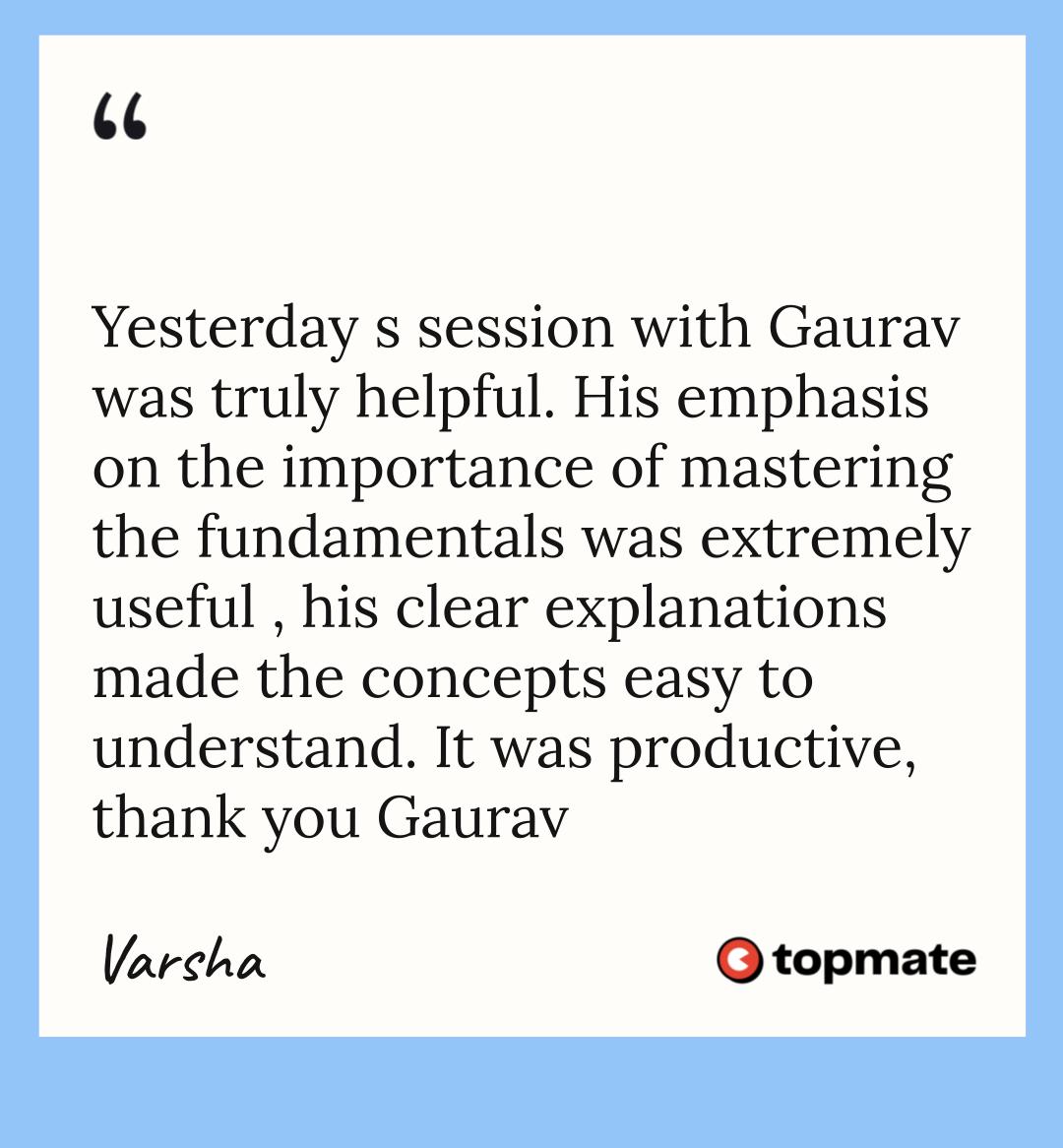 Varsha's Testimonial