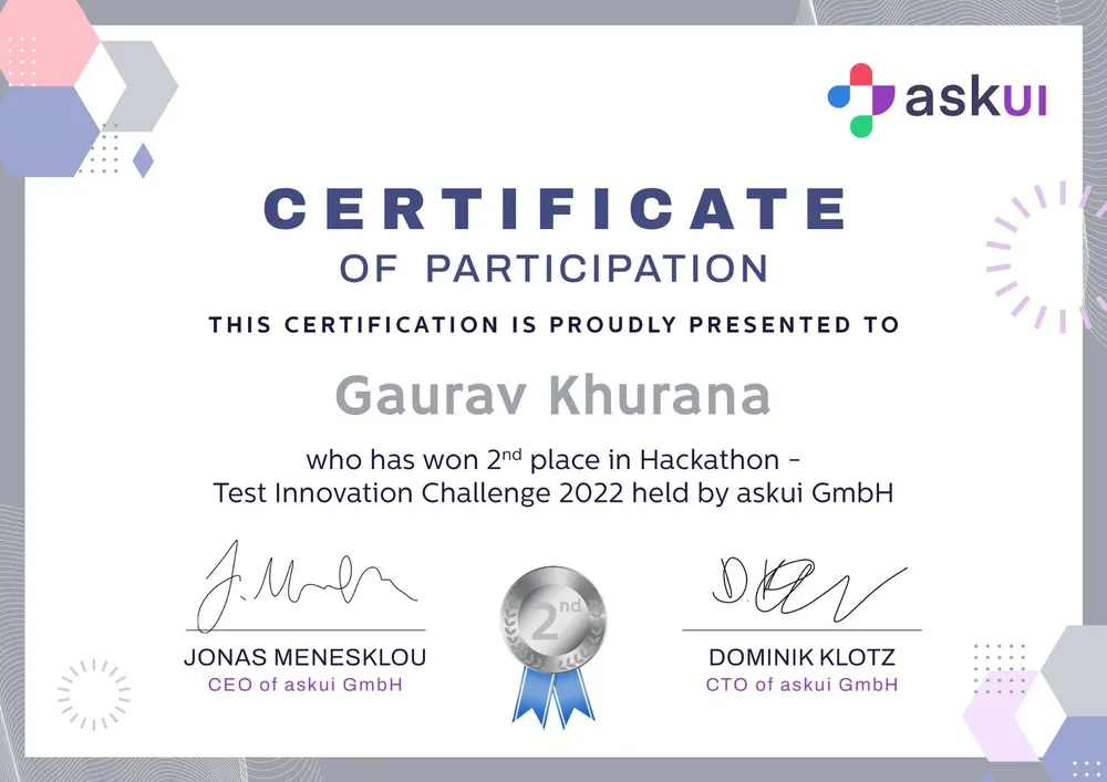 Test Innovation Challenge 2022: 2nd place