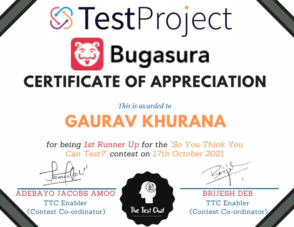So You Think You Can Test?: 1st runner-up
